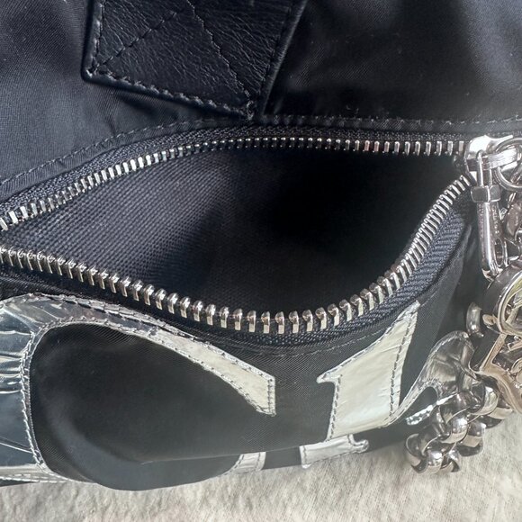 CHLOE Black and Silver Papillon Nylon & Leather Bag with Charm - Picture 13 of 16